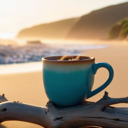 Savoring scenic shoreline landscapes over coffee.