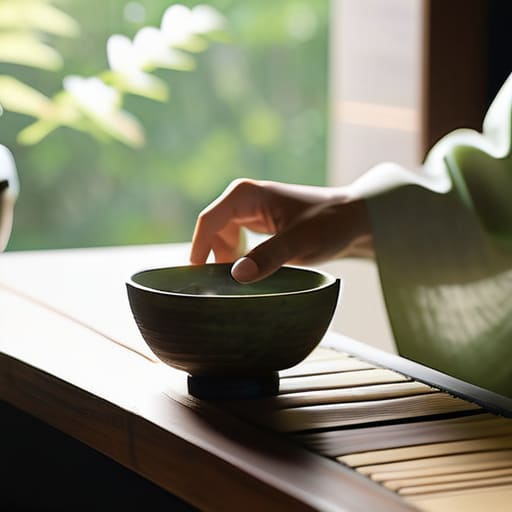 Calming ritual of a traditional tea ceremony.