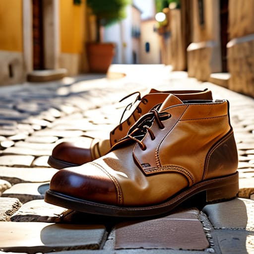 A pair of broken-in walking shoes.